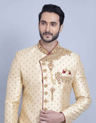 Gold Comfortable & Luxurious Detailing Traditional Sherwani