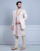 Peach All Over Stunning Embroidery Sherwani Set