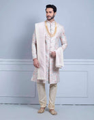 Peach All Over Stunning Embroidery Sherwani Set