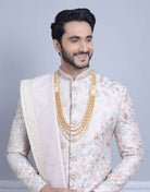 Peach All Over Stunning Embroidery Sherwani Set