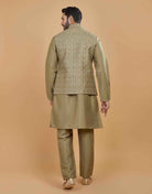 All Over Thread Embroidery Work Kurta Jacket Set