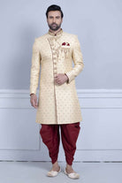 Gold Brocade Zardosi Cross Pattern Sherwani