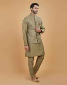 All Over Thread Embroidery Work Kurta Jacket Set