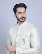 Stylish Pista Green Rawsilk Sequence Kurta Jacket