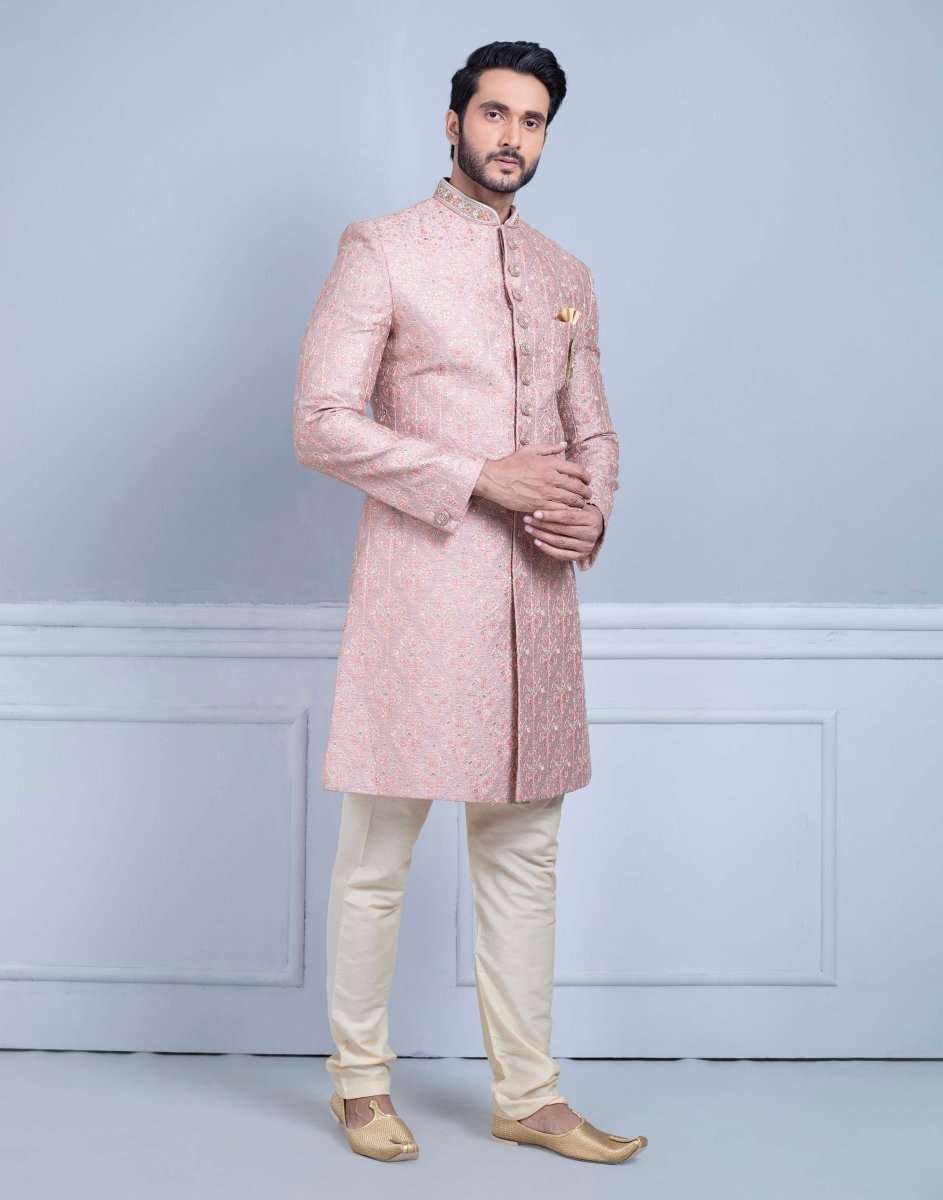 Onion Premium Embroidery Work Sherwani For Wedding