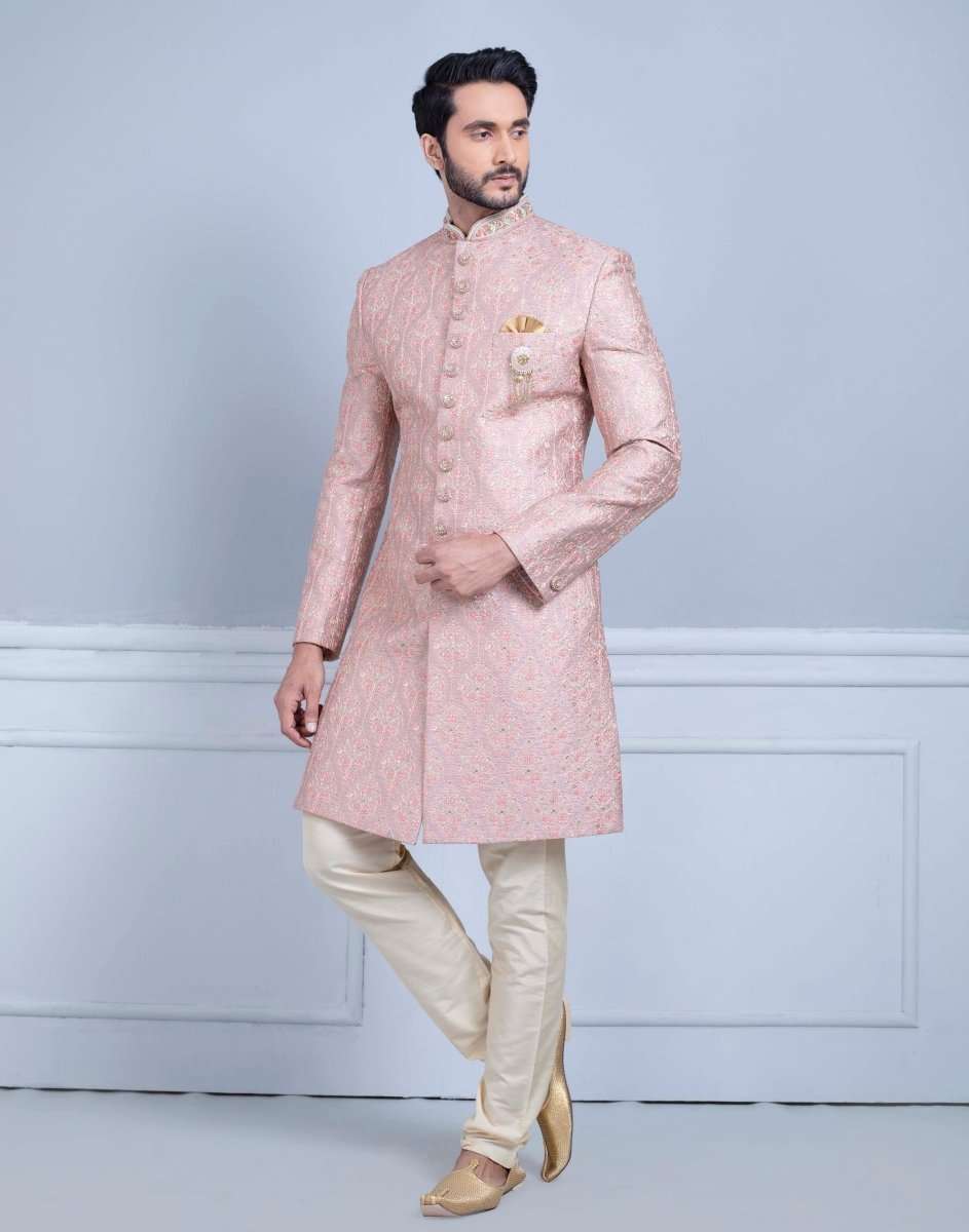 Onion Premium Embroidery Work Sherwani For Wedding