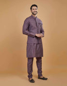 Rawsilk Thread Embroidery Kurta Jacket Set