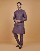 Rawsilk Thread Embroidery Kurta Jacket Set