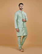 Rawsilk Thread Embroidery Kurta Jacket Set