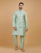 Rawsilk Thread Embroidery Kurta Jacket Set