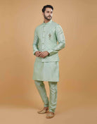 Rawsilk Thread Embroidery Kurta Jacket Set