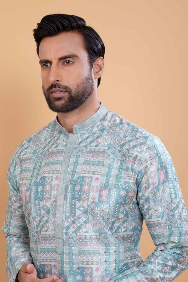 All Over Printed With Silk Zari Work Kurta Set