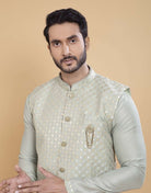 Soft Kurta With Rawsilk Sequence Work Jacket Style