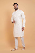 Soft Silk Fabric With All Silver Zari Work Kurta Set