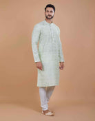 All Over Leaf Embroidery Style Kurta Set