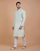 All Over Leaf Embroidery Style Kurta Set