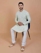 All Over Leaf Embroidery Style Kurta Set