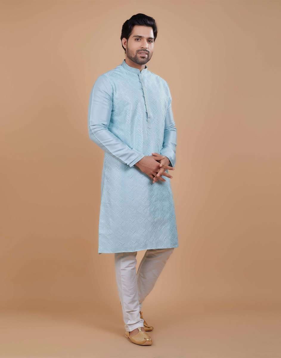 Soft Silk Self Design Pattern Kurta Set