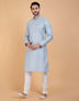 Soft Silk Fabric With All Silver Zari Work Kurta Set