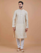 All Over Leaf Embroidery Style Kurta Set