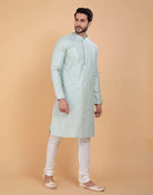 Soft Silk Fabric With All Silver Zari Work Kurta Set