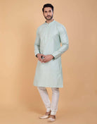 Soft Silk Fabric With All Silver Zari Work Kurta Set