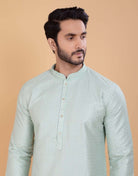 Soft Silk Fabric With All Silver Zari Work Kurta Set