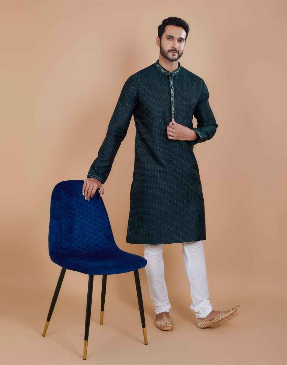 All Over Thread Motives Style Kurta Pajama