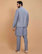 Soft Kurta With Rawsilk Sequence Work Jacket Style