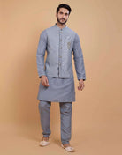 Soft Kurta With Rawsilk Sequence Work Jacket Style