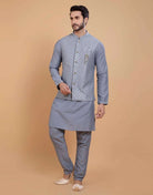 Soft Kurta With Rawsilk Sequence Work Jacket Style