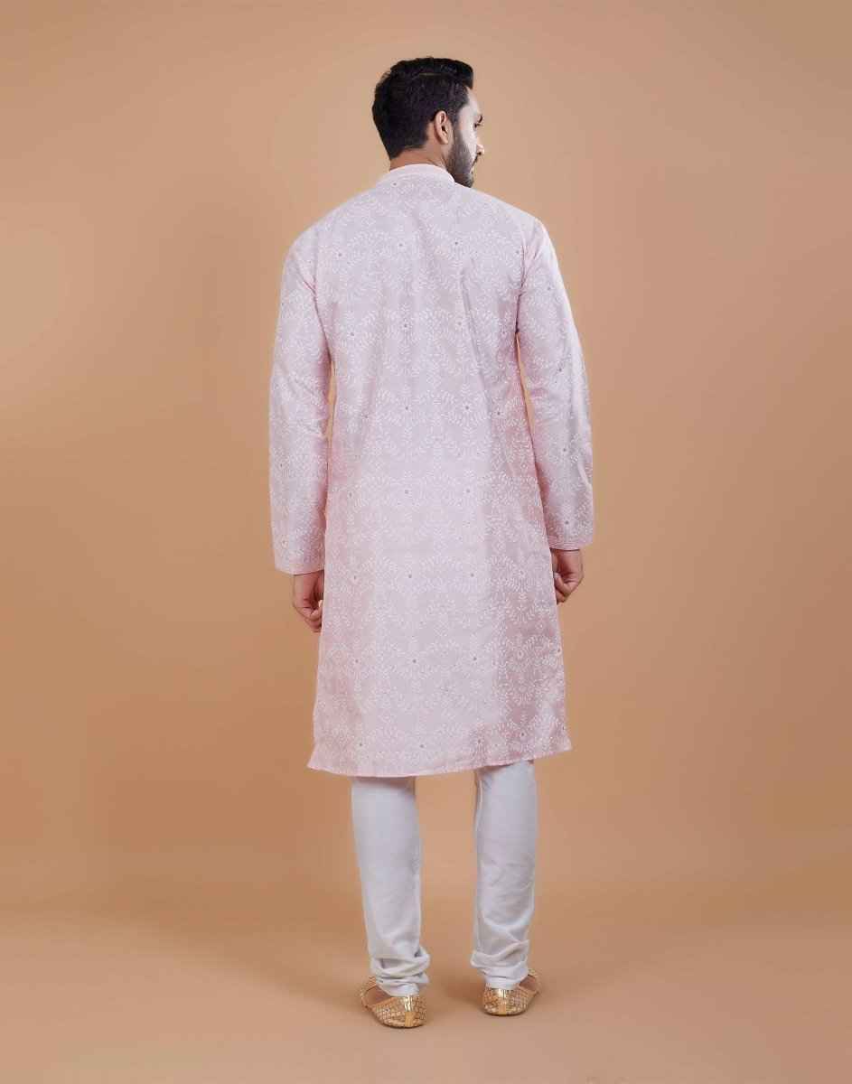 All Over Leaf Embroidery Style Kurta Set