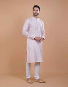 All Over Leaf Embroidery Style Kurta Set