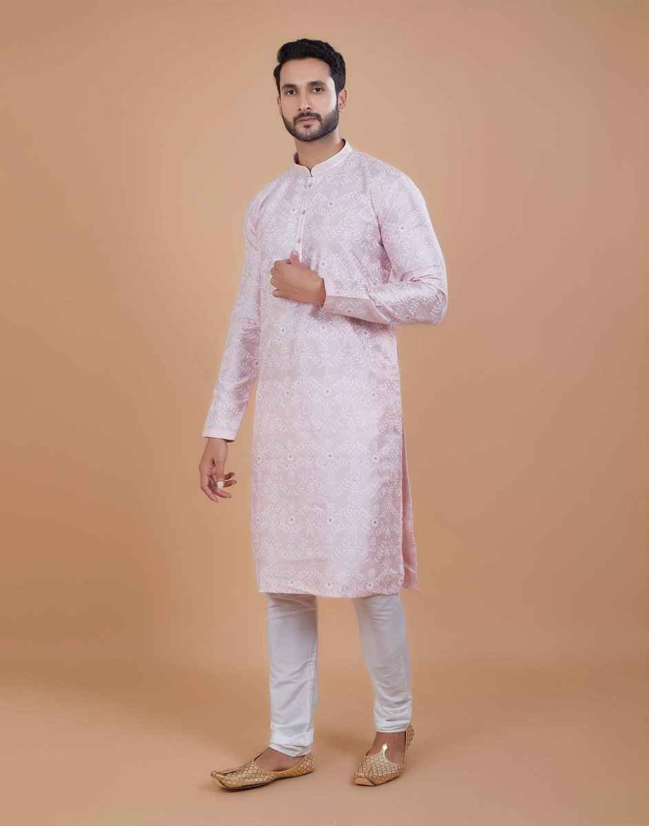 All Over Leaf Embroidery Style Kurta Set