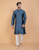 Self Jacquard All Over Printed With Collar Work Kurta Set