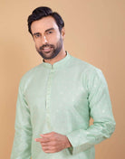 Soft Silk Luxurious Silver Booti Kurta Set