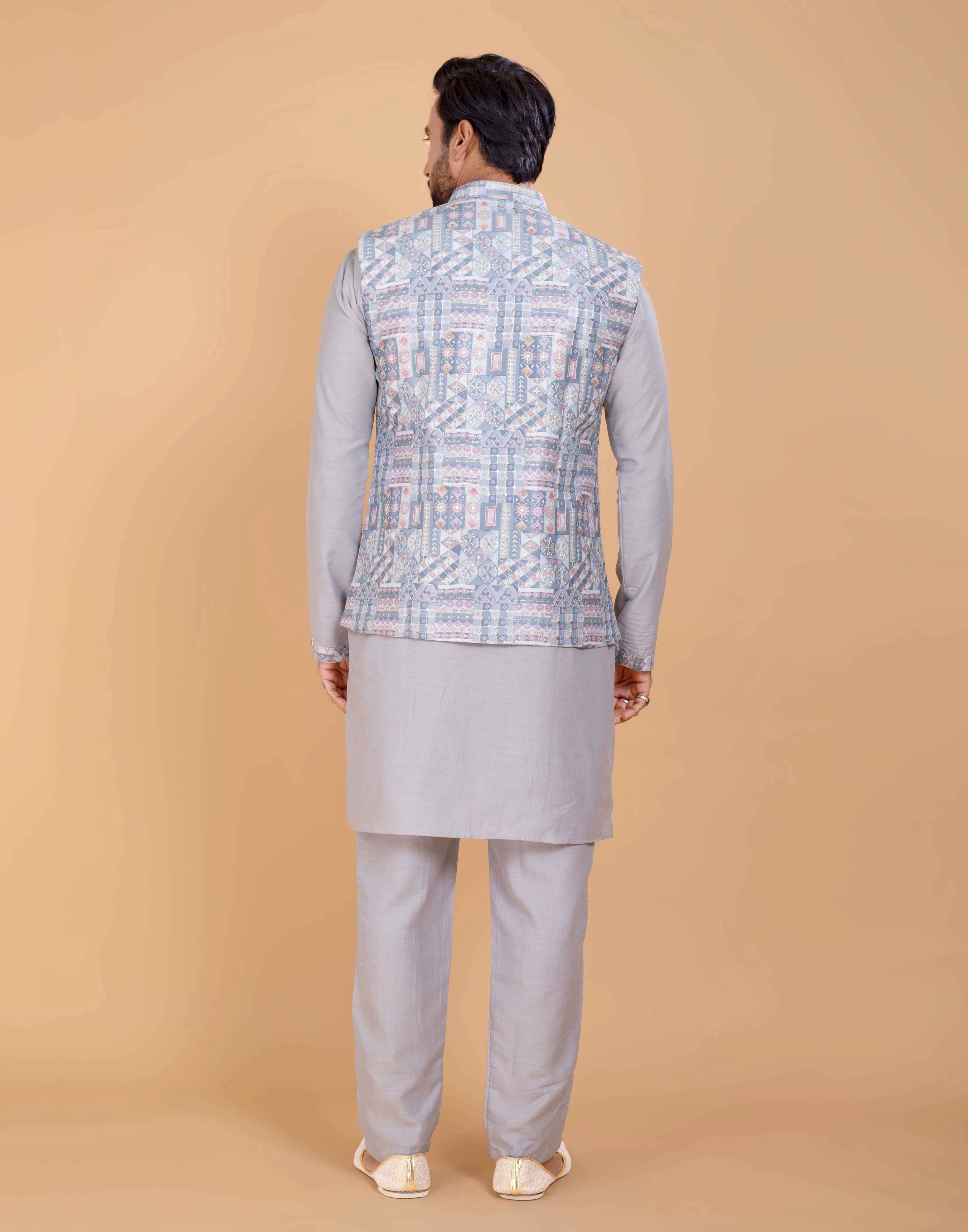 Brocade With Gold Zari Work Kurta Jacket