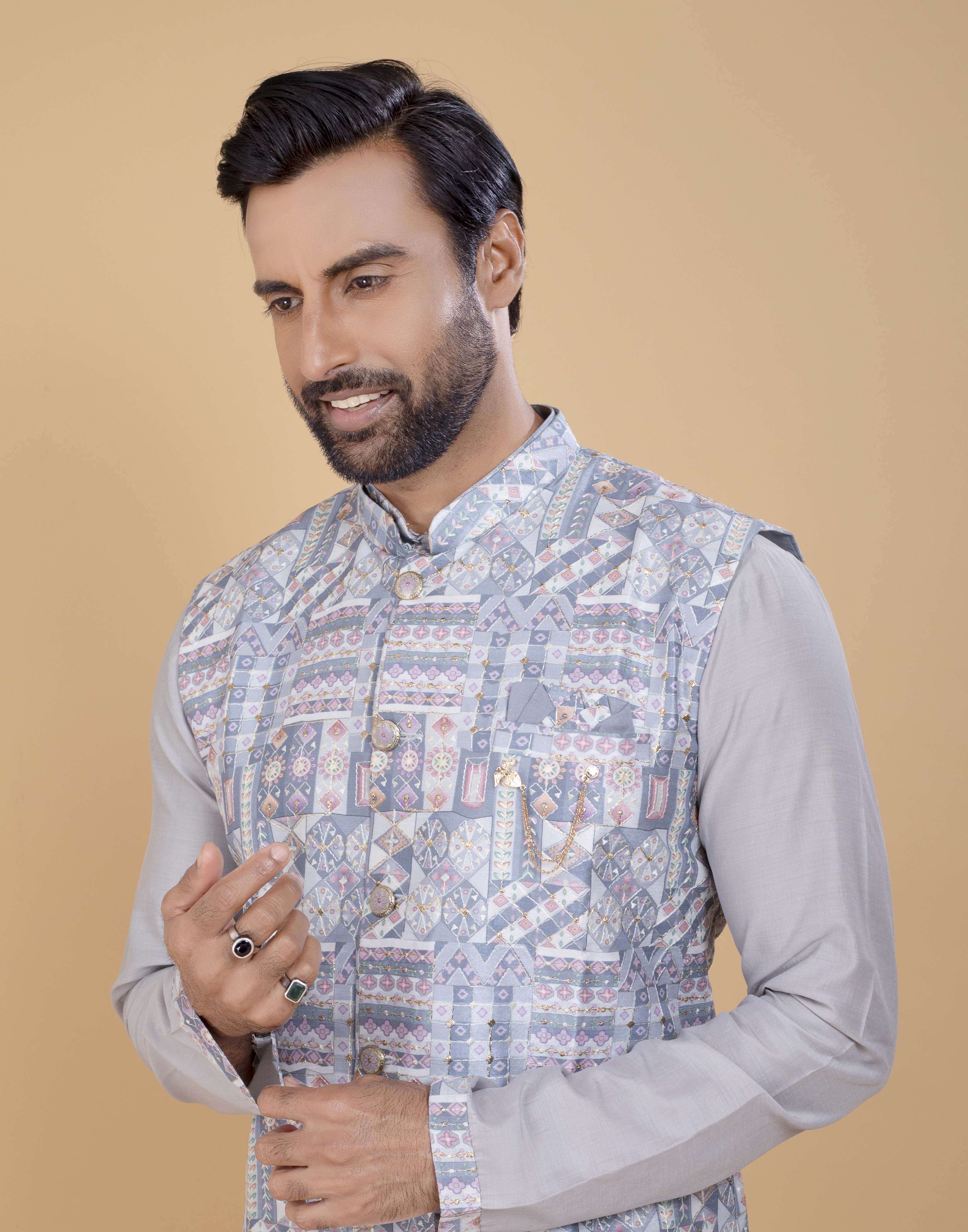 Brocade With Gold Zari Work Kurta Jacket