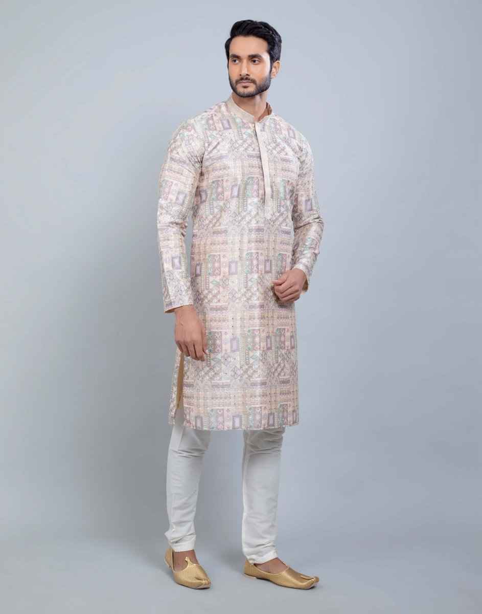 All Over Printed With Silk Zari Work Kurta Set