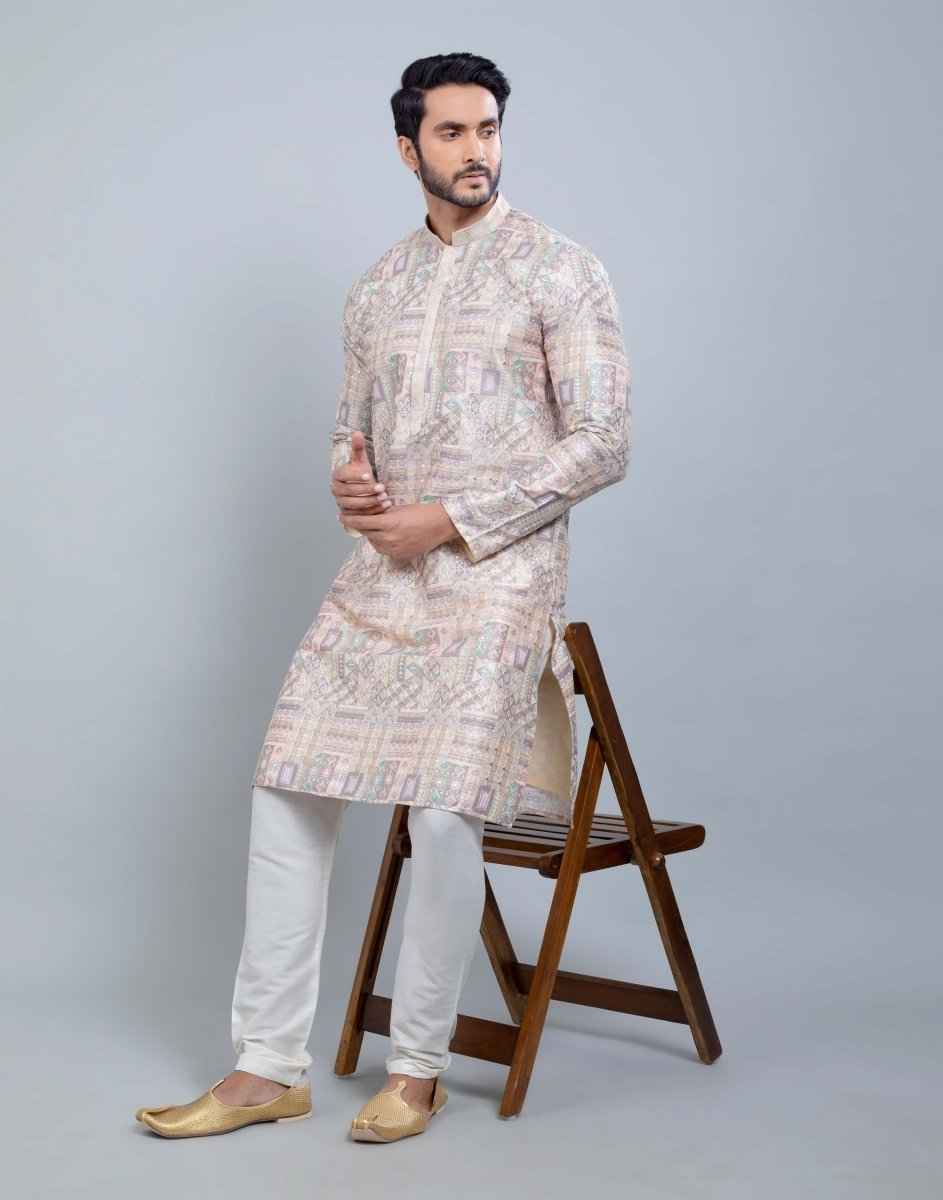 All Over Printed With Silk Zari Work Kurta Set