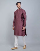 Self Jacquard All Over Printed With Collar Work Kurta Set