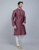 Self Jacquard All Over Printed With Collar Work Kurta Set