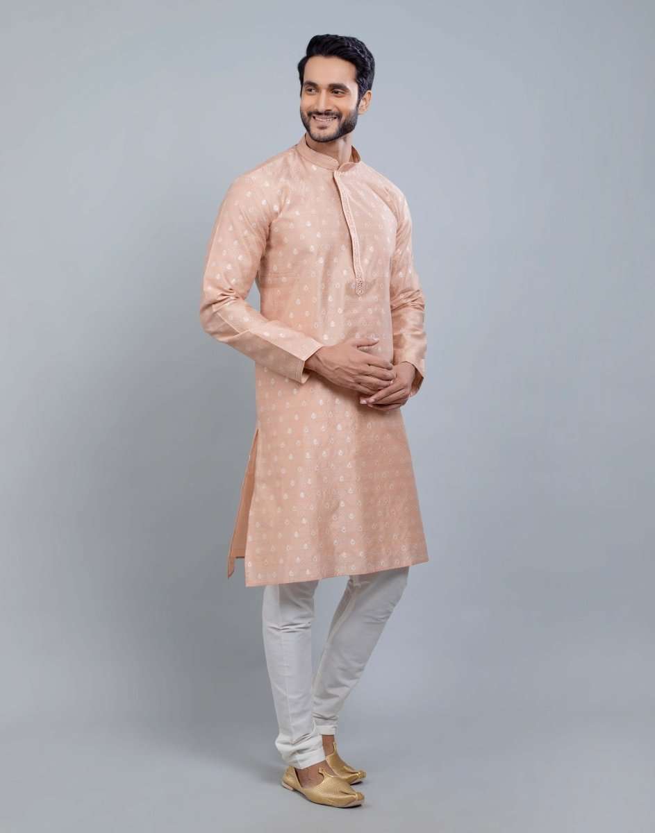 Soft Silk Luxurious Silver Booti Kurta Set