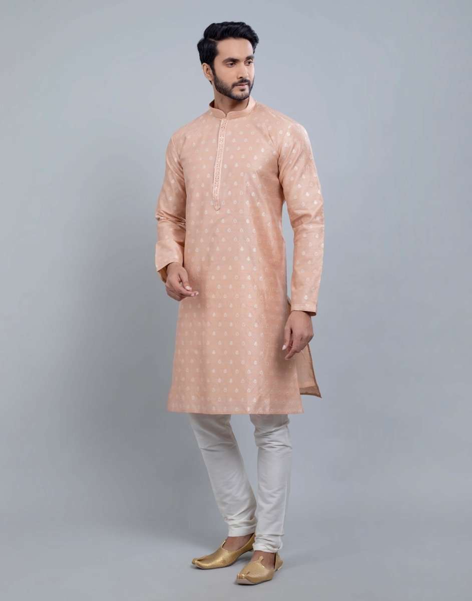 Soft Silk Luxurious Silver Booti Kurta Set