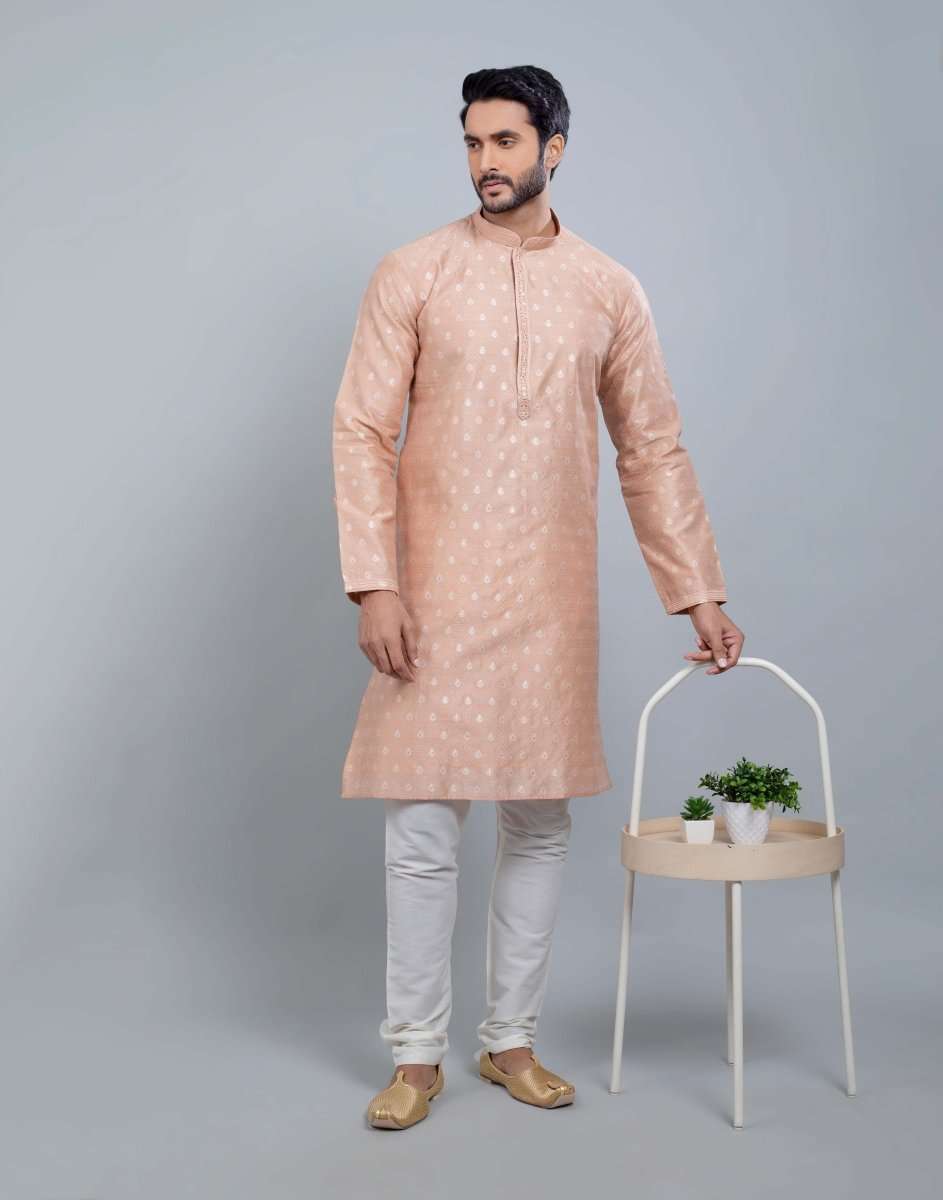 Soft Silk Luxurious Silver Booti Kurta Set