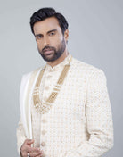 Cream All Over Heavy Work Sherwani