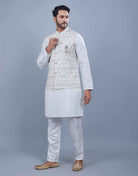 All Over Thread Embroidery Work Kurta Jacket Set