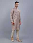 Brocade All Over Multi Color Printed Kurta Set