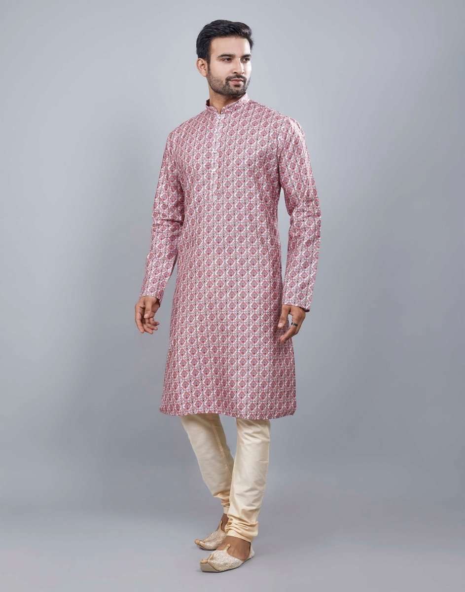 Brocade All Over Multi Color Printed Kurta Set