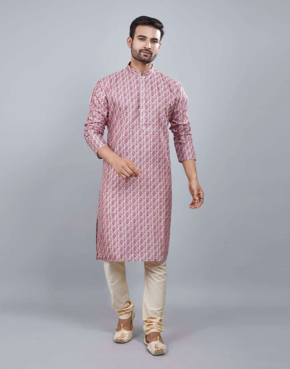 Brocade All Over Multi Color Printed Kurta Set